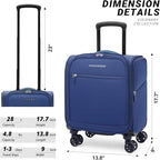 Verage Underseat Carry On Luggage with Wheels & USB Port,14 inch Wheeled Spinner Bag Carry-on Luggages for Airlines, Lightweight Suitcase Men Women, Pilots and Crew (14.5-Inch Plus Underseat Pro)