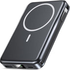 Magnetic Portable Charger, 10000mAh Power Bank, 5 in 1 Portable Charger with Built in Cable, 20W Fast Charging for Magsafe Battery Pack Compatible with iPhone 17/16/15/14/13/12 Pro/Pro Max-Black