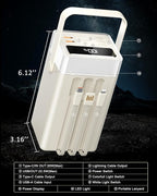 Power Bank 90000mAh Battery Pack High Capacity 35W PD Fast Charging, 6 Ports & Built-in Cables, RGB Mood Light(12 Modes) &LED Camping Flashlight for Indoor/Outdoor Camping Home Travel Emergency-white