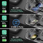 40W USB C Car Charger, Bangfun 2 Pack Dual 12V USB C Port Car Charger Cigarette Lighter Adapter (Black)