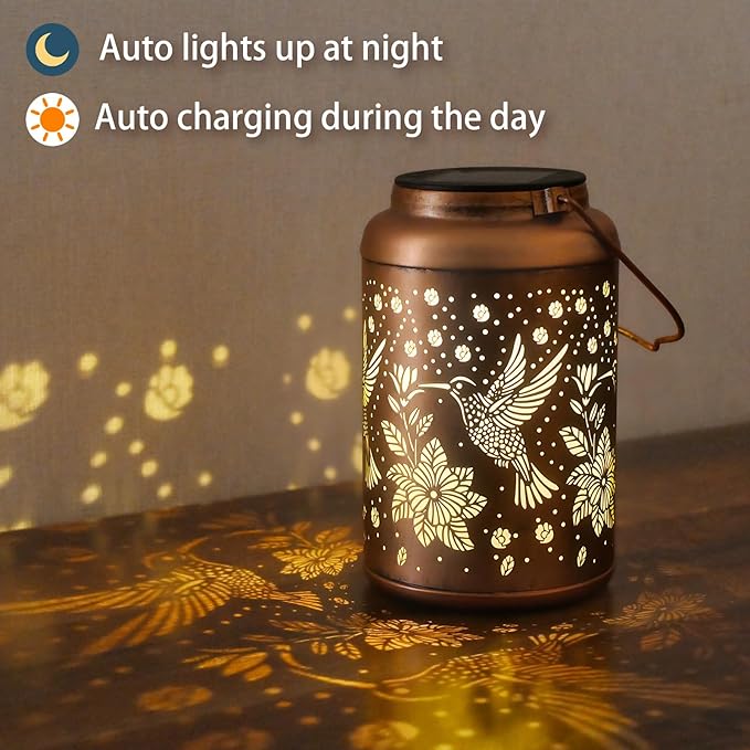 Gifts for Women Men Mom, Hummingbird Solar Lights Outdoor Waterproof, Mothers Day Gifts Decoration Outside for Outdoor, Yard, Lawn, Balcony Garden Decor Solar Lantern