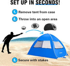 Pop Up Beach Tent for 4 Person with UPF 50+ Protection，Automatic Easy Setup Waterproof Beach Shade，Lightweight and Portable Beach Tent Sun Shelter - Dark Blue