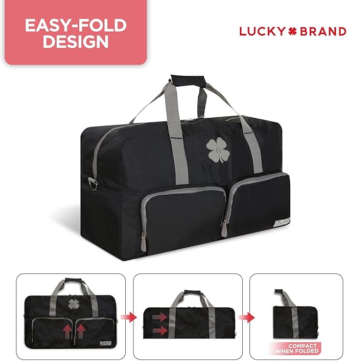 Lucky Travel Duffel Bags 115L, Gym Bag, Travel Bag & Large Duffle Bag for Men, Foldable Overnight Weekender Bags for Women & Men with Adjustable Shoulder Strap, Black
