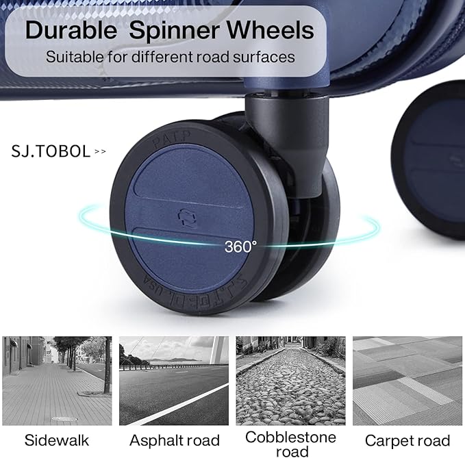 Hanke 29 Inch Luggage Suitcases With Spinner Wheels Lightweight PC hardside Rolling Suitcase With Travel Lock, Checked-Large 29-Inch(Dark Blue)