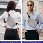 Anti Theft Crossbody Bags Sling Bag for Women Men Waterproof Wander Bag for Sports and Travel. (1.0Light Grey, Large)