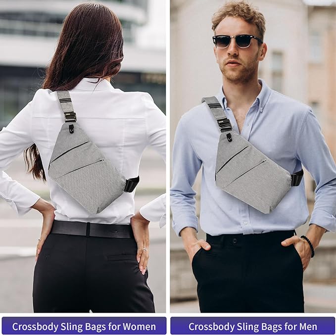 Anti Theft Crossbody Bags Sling Bag for Women Men Waterproof Wander Bag for Sports and Travel. (1.0Light Grey, Small)