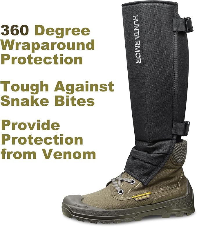 QOGIR Snake Gaiters, Durable Snake Guards with Hard Protective EVA Outer Shell, Snake Chaps Bite Protection for Lower Legs, Adjustable Snake Proof Gaiters for Hunting Hiking and Farm Working