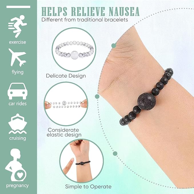 Hion Motion Sickness Bands Anti Nausea Acupressure Wristband Anti Nausea Bracelet for Motion Sickness and Morning Sickness（YC-SL-6PCS-TJ-1）