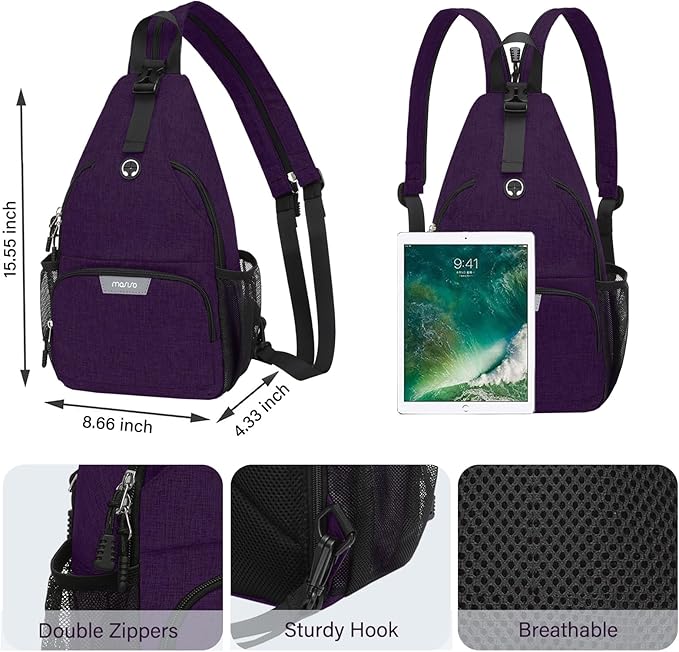 MOSISO Sling Backpack Travel Hiking Daypack, Crossbody Convertible Sling Bag with Front Pocket One Shoulder Chest Bag