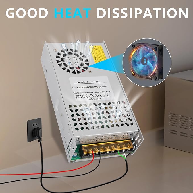DC 48V 12.5A 600W Power Supply Adapter 110V AC to 48V DC Converter Power Supply for Drive Sensor Lamp Meter Controller Servos Electric Motor