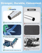 ZENPETIO Beach Chair, Camping Chair for Adults, Reclining Backpack Chair for Pool, Beach, Camping, Outdoors