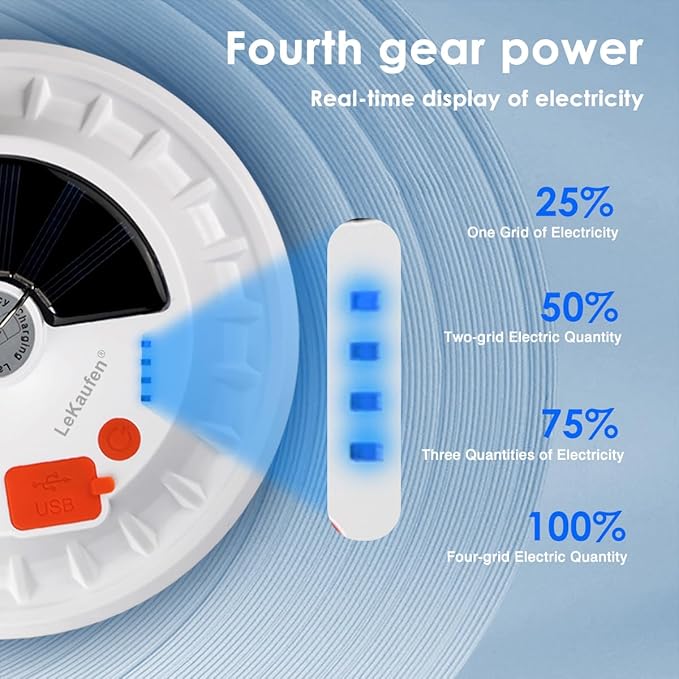 USB Solar Camping Light Remote Tent Light 2 Pack - 4000LM Portable LED Rechargeable Camping Lantern Hanging Waterproof Emergency Light for Camping, Hiking, Power Failure, Hurricane (120 LEDs)