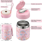 17oz Soup Thermo for Hot Food Kids,Insulated Food Jar with Spoon,Thermo Hot Food Lunch Container,Wide Mouth Leakproof Stainless Steel Lunch Box for School-Rainbow