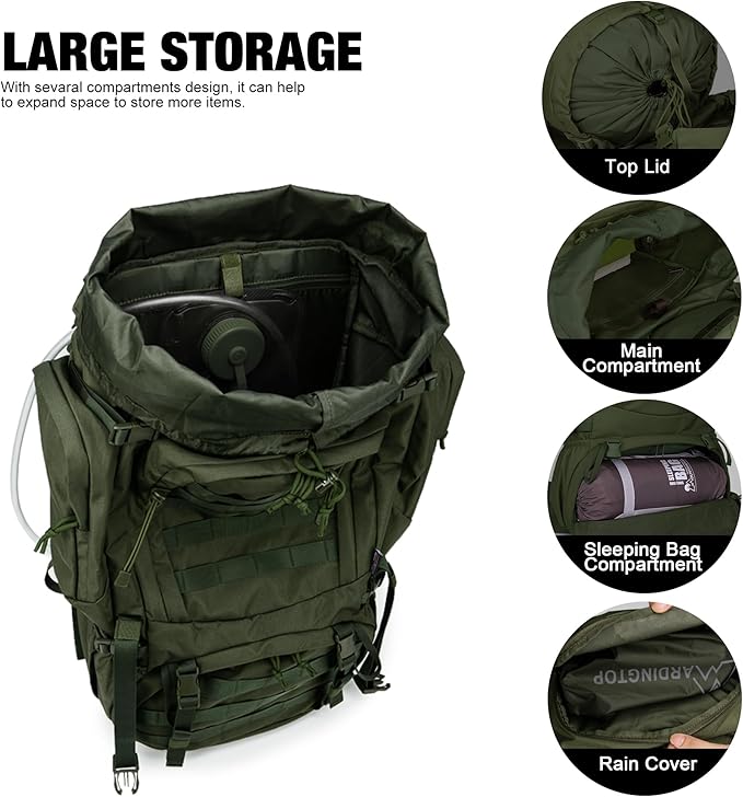 Mardingtop 60L Military Internal Frame Backpack for Hiking,Camping,Hunting,Rucksack Backpack with Rain Cover