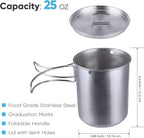 Canteen Stainless Steel Water Bottle with Nested Camping Cup and Lid for Bug Out Bag, Bushcraft Gear, Metal Canteen with a Wide Mouth Water Bottle and Mess Kit