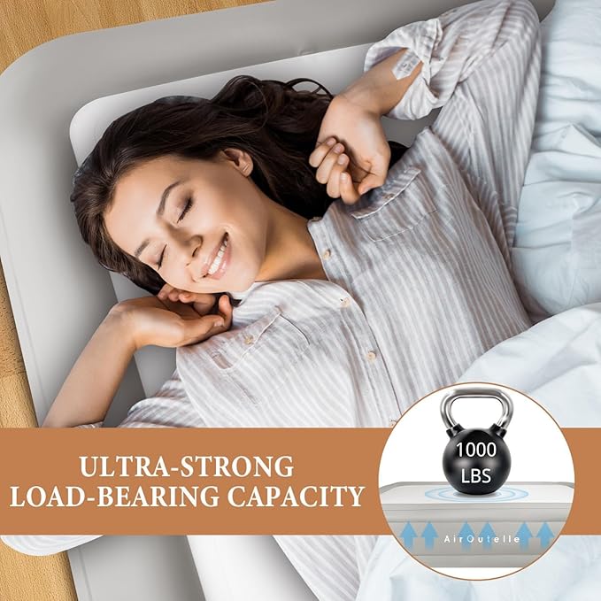 Twin Air Mattress with Built-in USB-C Pump (2500mAh) - 18" Self-Inflating Camping Mattress, Fiber-Tech Support for Indoor & Outdoor Use, Portable Blow Up Bed - White