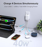 40W USB C Flat Charger Block, 2-Pack Fast Charge Cube Powered Multi-Port Wall Plug Power Adapter Type C Brick for iPhone 17/16/16 Pro 15/15 Pro Max/14/14 Pro Max/13/13 Pro Max, Motorola, Huawei