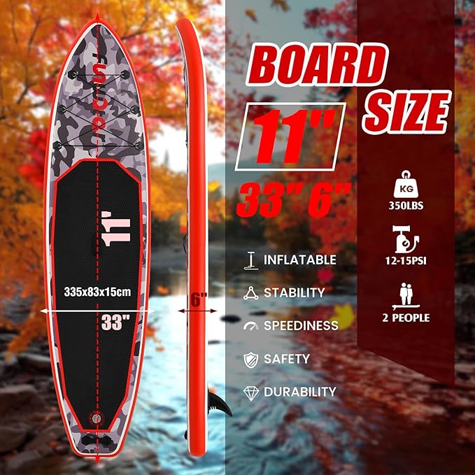 FunWater Inflatable Stand Up Paddle Board with Premium SUP Paddleboard Accessories, Anti-Slip EVA Deck, 11'/10'6'' Paddle Boards for Adults & Youth of All Skill Levels