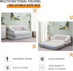 RAPTAVIS Inflatable Sofa Bed for Camping, Pool Float Couch Outdoor Flocked Mattress Bed with Armrest, Full Size