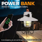 EverBrite LED Camping Lantern Pack of 2, USB C Rechargeable Lantern with 3 Light Modes, Vintage Outdoor Lanterns with Power Bank Function for Power Outages, Hurricane, Emergency, Fishing