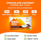 PROBAR - MEAL Bar, Chocolate Coconut, Non-GMO, Gluten-Free, Healthy, Plant-Based, Whole-Food Ingredients, Natural Energy (12 Count)