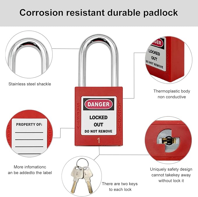SAFBY 4-in-1 Lockout Tagout (Loto) Kit–Complete OSHA Safety Group Lock Out Hasps, Tag Out for Kits Station Electrical (4 Kits in 1)