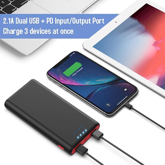 Portable Charger Power Bank 25,800mAh, 5V/3A USB C in&Out Fast Phone Charging with Intelligent Smart IC,3 USB Port External Cell Phone Battery Pack Compatible with iPhone 16 15 14,Galaxy,Android etc