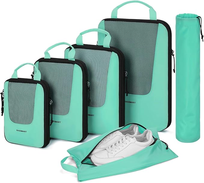 BAGSMART Compression Packing Cubes for Travel, 6 Set/5 Set/4 Set, Compression Suitcase Organizer Bags Set for Suitcases Travel Essentials, Lightweight Packing Organizers