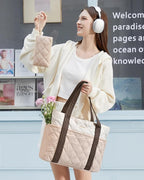 LOVEVOOK Puffer Tote Bag for Women, Puffy Work Handbag, Travel Shoulder Carry On Bag with Zipper for Teacher Nurse Gym