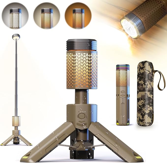 Camping Lantern Rechargeable, Telescoping-Camping-Lights, 10500mAh Capacity Battery Powered, Outdoor-Lantern for Hiking/Adventure/Power Outages, IPX7 Water Resistant(Khaki)