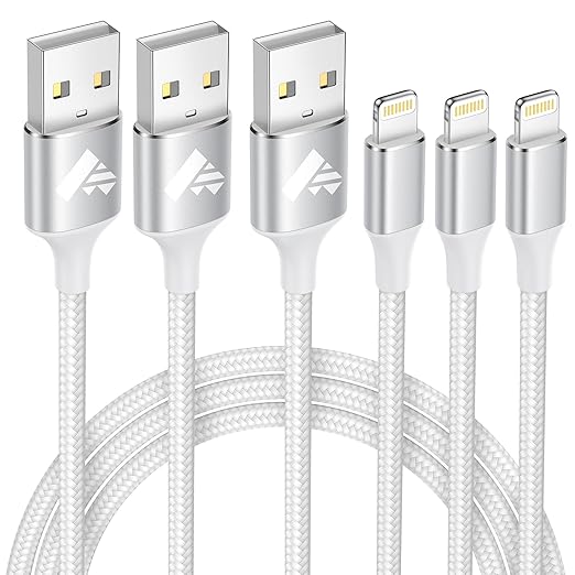 iPhone Charger 3Pack 3FT [Apple MFi Certified] USB Lightning Cable Fast Charging iPhone Charger Cord Nylon Braided iPhone Cable Charging Cord for iPhone 14/13/12/11 Pro/11/XS MAX/XR/8/7/6s Plus, iPad
