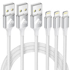 iPhone Charger 3Pack 3FT [Apple MFi Certified] USB Lightning Cable Fast Charging iPhone Charger Cord Nylon Braided iPhone Cable Charging Cord for iPhone 14/13/12/11 Pro/11/XS MAX/XR/8/7/6s Plus, iPad