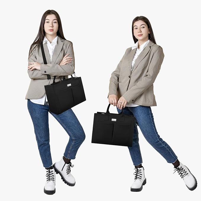 TOPDesign Heavy-Duty Canvas Tote Bag for Women, Adjustable Crossbody/Shoulder Handbag with 9 Pockets, Everything Tote