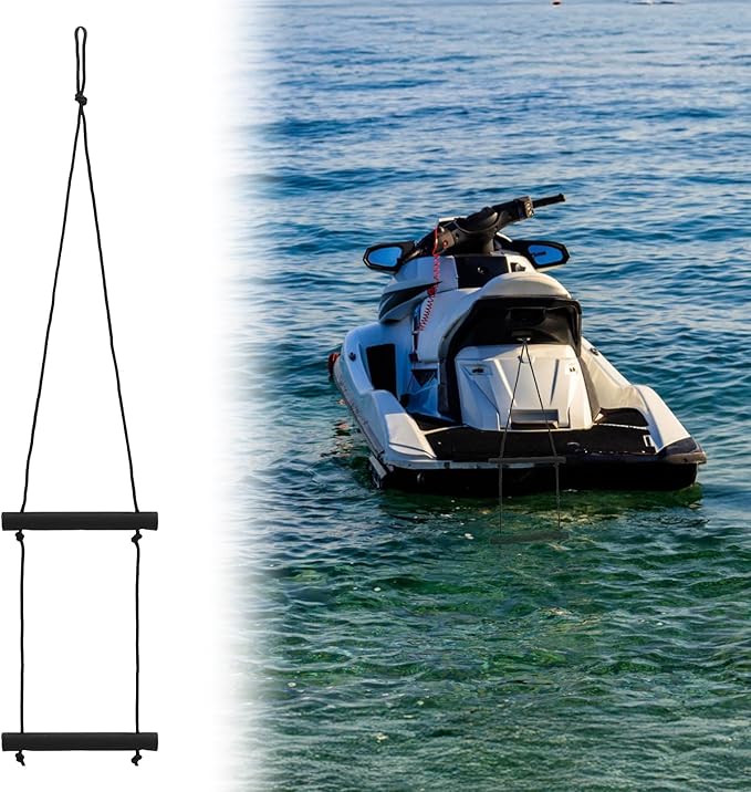 Foldable 2-Step Rope Ladder, 660lbs Strength, Portable Outdoor Climbing Marine Boarding Ladder for Inflatable Boats, Fishing Boats, Kayaks, Motorboats, Canoeing