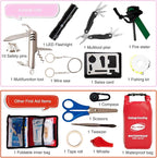 Boat First Aid Kit with Survival Tools, 123pcs Waterproof Emergency Marine Kit with Buckles, Compact Boat Safety Accessories for Fishing Kayaking Boating Camping Rafting Beach Red