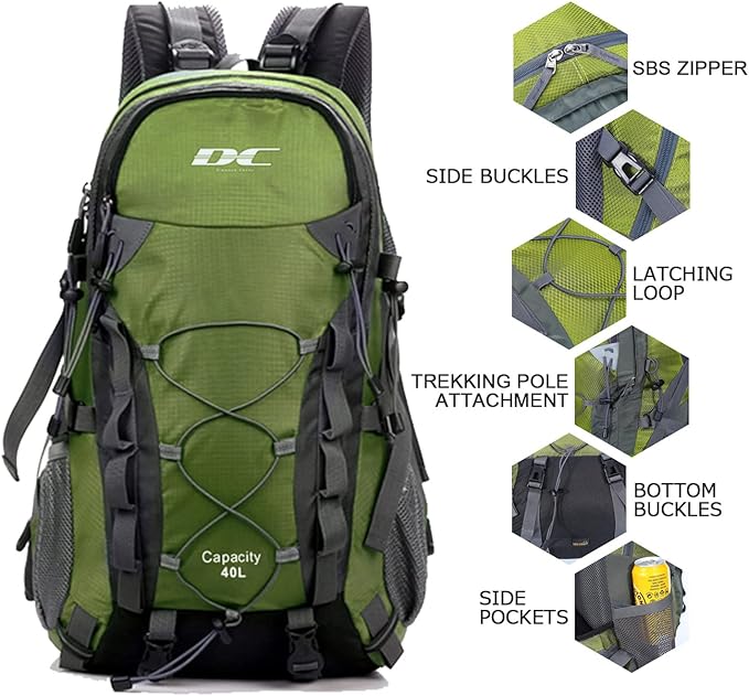 Diamond Candy Waterproof Hiking Backpack for Men and Women, Lightweight Day Pack for Travel Camping