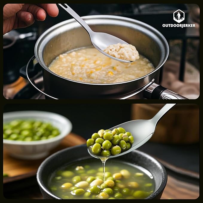 2 set Camping utensil and silverware of ultra light 4 in 1 camping utensil set of spoon fork knife combo for 2 persons use for camping,hiking,RV traveling as outdoor cooking and dining