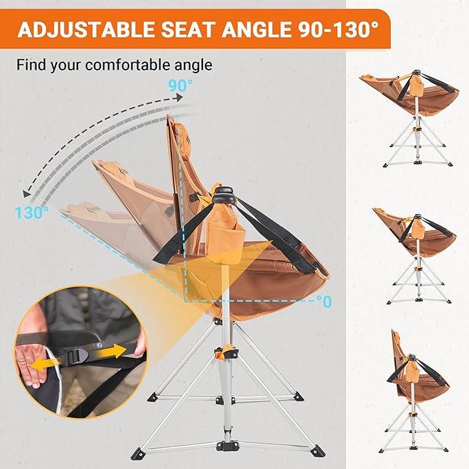 KingCamp Hammock Chair with Footrest, Swinging Portable Folding Camping Chairs for Adults MAX 440lbs Heavy Duty Foldable Oversized Rocker with Cup Holder Pillow for Outdoor Beach Patio Sport Lawn