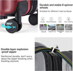 Hanke Expandable Hard Shell Luggage Sets 2 piece Carry on Luggage with Wheels Suitcases Lightweight Checked TSA Luggage Rolling Large Suitcase Travel Luggage Bag Woman Men 20/29 Inch(Burgundy)