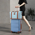 Kono Suitcase Set 3 Piece Luggage Set Expandable(only 28") Carry On Hardside Luggage with TSA Lock Spinner Wheels (Apricot Blue, 6 piece set)