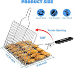 Shallow Grill Basket Fish Grill Basket, Fish Grilling Basket BBQ Fish Grill Baskets for Outdoor Grill,Grill Basket with Removable Handle. Perfect for Grilling Fish Fillets