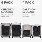 Compression Packing Cubes for Travel - Luggage Organizer Bags - Double Zipper Packing Cubes for Suitcases (6-Pack, Black)