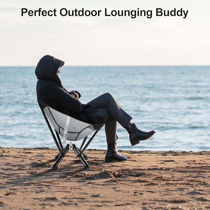 Folding Camping Chairs - 600 LBS Capacity Heavy Duty Camping Chair, Compact Folding Chair with Quick Setup & Carry Bag - Portable Camp Chair for Travel, Sports, Lawn, Beach - Silver