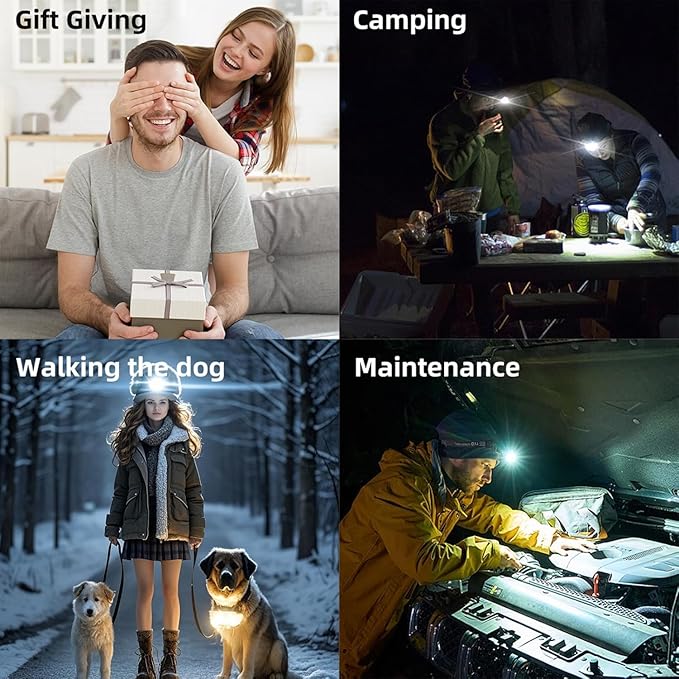 6 Pack Rechargeable Headlamp Flashlight, LED Head Lamp with White Red Light, Super Bright USB-C Headlight Motion Sensor Head Lamp for Adults 11 Mode Outdoor Camping Running Hiking Fishing