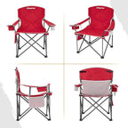KingCamp Oversized Camping Chair, Portable Folding Outdoor Chairs with Comfortable Padded Seat, Side Pocket and Cup Holder for Fishing, Tailgates, Beach, Lawn, RED