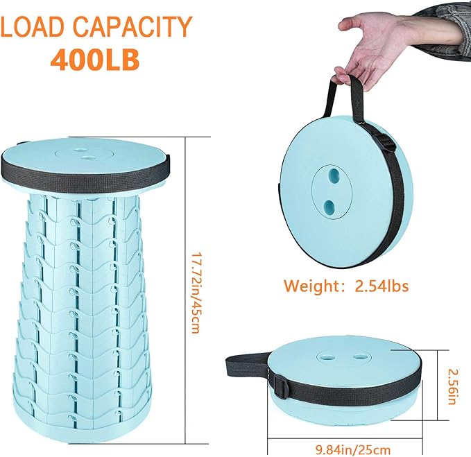 Boreeman Upgraded Folding Stool Lightweight Yet More Sturdy with Load Capacity 400lbs Portable Collapsible Stool for Camping Fishing Hiking BBQ (Ice Cream)