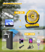 24000mAh Detachable Battery Camping Fan - 3-in-1 Portable Camping Fans with LED & Remote - 4 Speeds Battery Operated Outdoor Fan for Tent,Office,Jobsite,Workshop,Travel