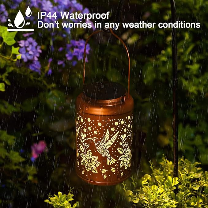 Gifts for Women Men Mom, Hummingbird Solar Lights Outdoor Waterproof, Mothers Day Gifts Decoration Outside for Outdoor, Yard, Lawn, Balcony Garden Decor Solar Lantern