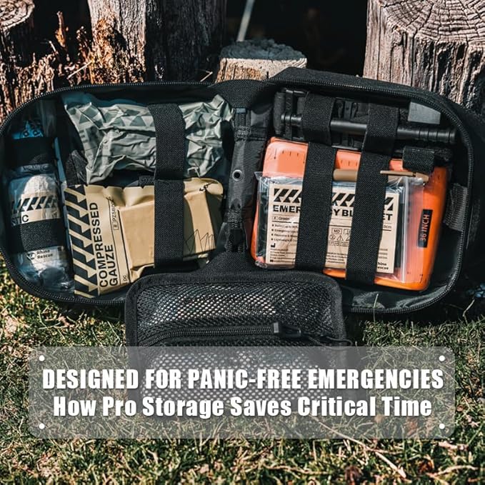 RHINO RESCUE IFAK Trauma Kit with Tourniquet for Wound Care, Tactical First Aid Kit Molle Pouch for Military, Combat, Car, Camping, Hiking, Travel (Coyote Brown)