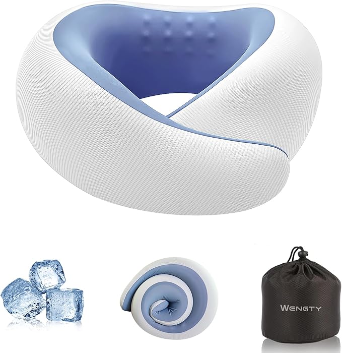 Travel Pillows for Airplanes,Memory Foam Neck Pillow for Traveling,Smooth & Cooling Fabric Plane Pillow for Long Flight,Ideal for Travels,Airplanes,Offices,Cars,Trains